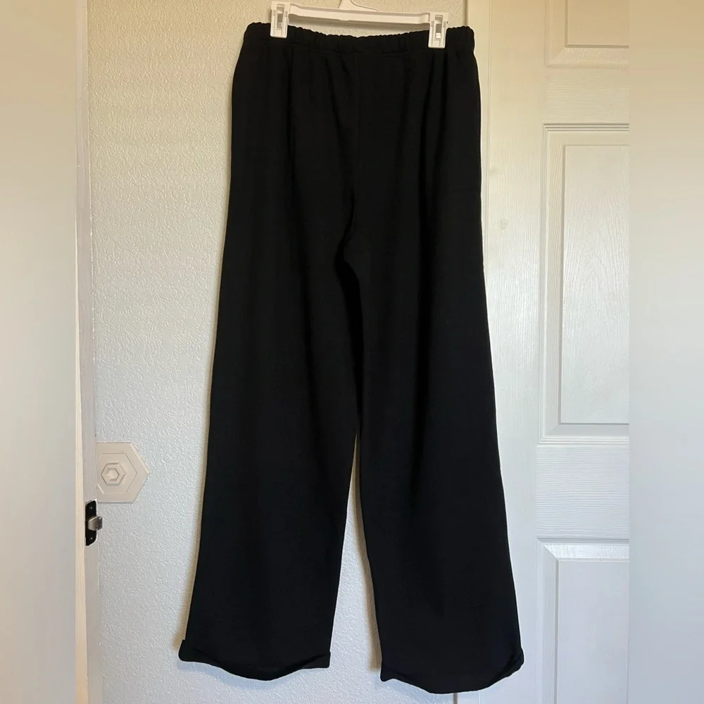 Skims Cotton Fleece Blend Classic Straight Leg Pants in Onyx NWOT